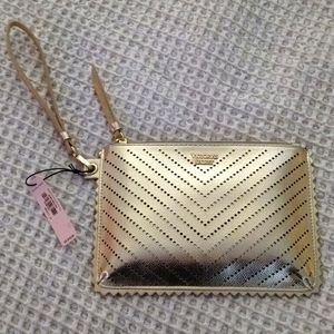 Victoria's Secret Gold Clutch/Wristlet Purse NEW